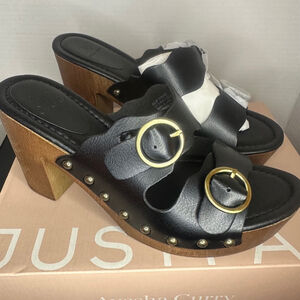 JustFab Black Billie Studded Platform Sandal Size 8.5